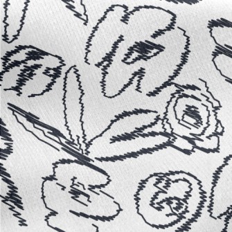 Hand Drawn Abstract Flowers Jersey Backed Fleece