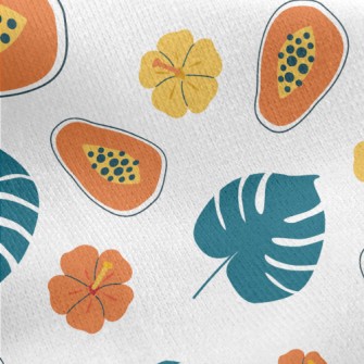 Hand Drawn Cartoon Papaya Jersey Backed Fleece