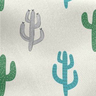 Hand Drawn Cactus Illustration Jersey Backed Fleece