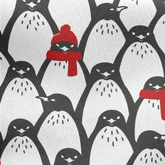 Red Winter Penguin Jersey Backed Fleece
