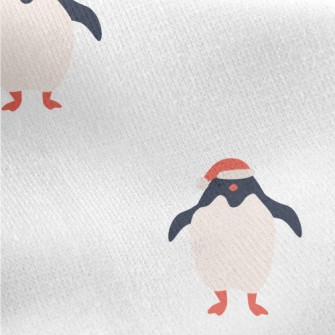 Cute Penguin With Santa Hat Jersey Backed Fleece