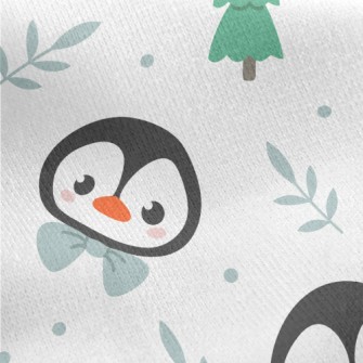 Cartoon Penguin Wearing A Bow Jersey Backed Fleece