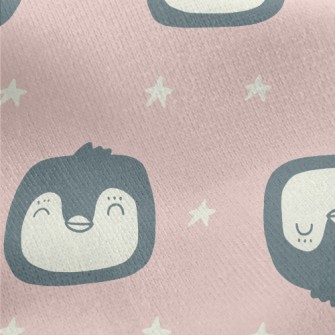 Happy Smiling Penguin Jersey Backed Fleece