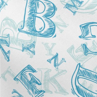 Hand Drawn Blue Letters Pongee