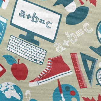 School Items Pattern Pongee