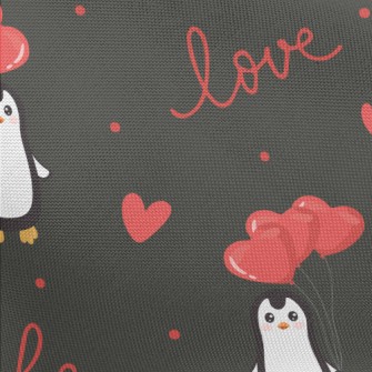 Penguin With Heart Balloon Pongee