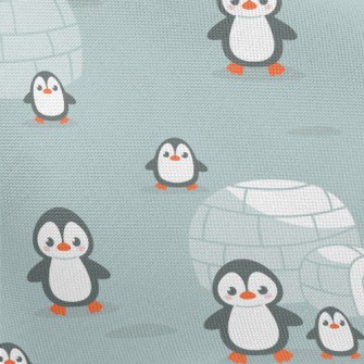 Penguin Family And Igloo Pongee