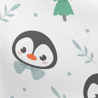 Cartoon Penguin Wearing A Bow Pongee