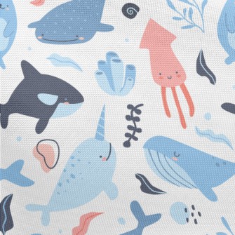 Cute Underwater Creatures Pongee