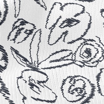 Hand Drawn Abstract Flowers Stretch Jersey