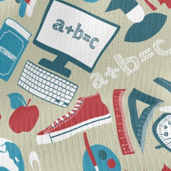 School Items Pattern Stretch Jersey