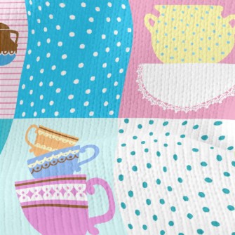 Colorful Tea Set Stretch Jersey