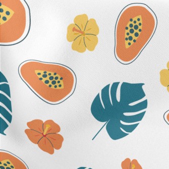 Hand Drawn Cartoon Papaya Lightweight Cotton Poplin
