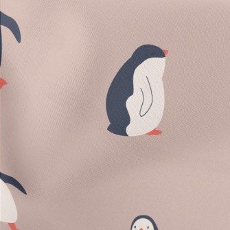 Hand Drawn Playful Penguin Lightweight Cotton Poplin