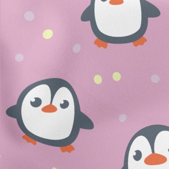 Penguins With Colored Dots Lightweight Cotton Poplin