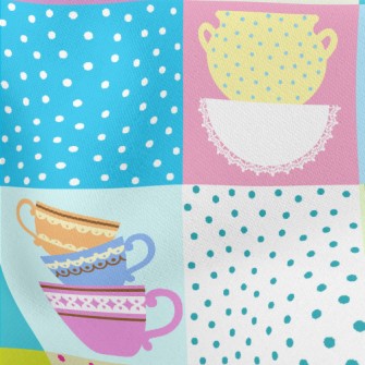 Colorful Tea Set Lightweight Cotton Poplin