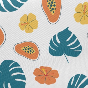Hand Drawn Cartoon Papaya Midweight Cotton Poplin