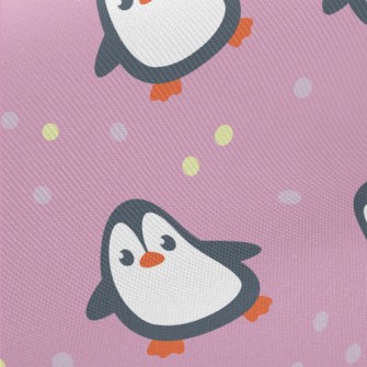 Penguins With Colored Dots Midweight Cotton Poplin