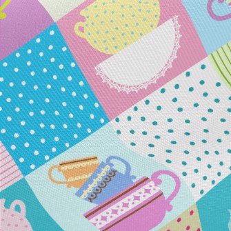 Colorful Tea Set Midweight Cotton Poplin