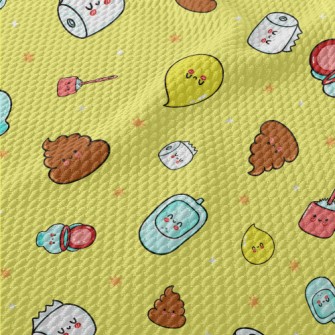 Cartoon Toilet Elements Birdseye Piqué