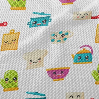 Cute Kitchen Utensils Birdseye Piqué