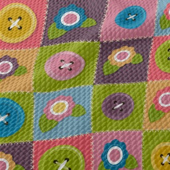 Flower Patches &amp; Buttons Birdseye Piqué