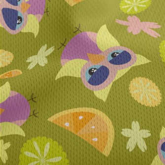 Cartoon Parrot With Fruit Athletic Mesh Flat Back