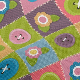 Flower Patches &amp; Buttons Performance Linen