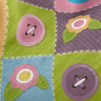Flower Patches &amp; Buttons Minky