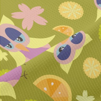 Cartoon Parrot With Fruit Piqué