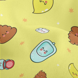 Cartoon Toilet Elements Lightweight Performance Linen