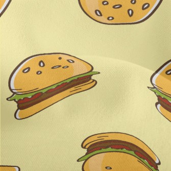 Hand Drawn American Hamburger Lightweight Performance Linen
