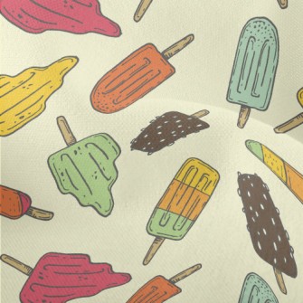 Hand Drawn Summer Popsicle Lightweight Performance Linen