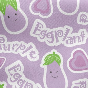 Happy Smiley Eggplant Jersey Backed Fleece