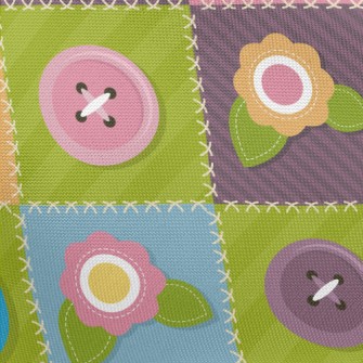 Flower Patches &amp; Buttons Pongee