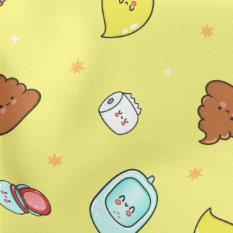 Cartoon Toilet Elements Lightweight Cotton Poplin