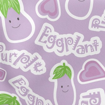 Happy Smiley Eggplant Lightweight Cotton Poplin