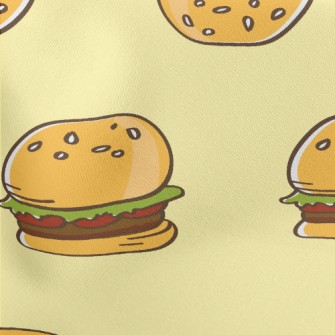 Hand Drawn American Hamburger Lightweight Cotton Poplin