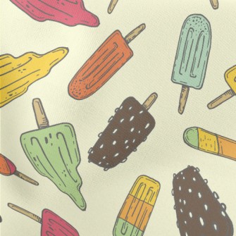 Hand Drawn Summer Popsicle Lightweight Cotton Poplin