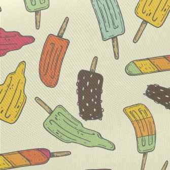 Hand Drawn Summer Popsicle Midweight Cotton Poplin