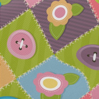Flower Patches &amp; Buttons Midweight Cotton Poplin