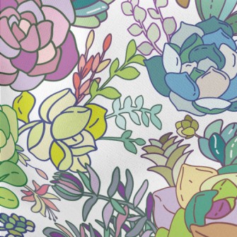 Bright Flowers And Plants Lightweight Cotton Poplin