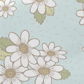 Pretty Little White Flower Midweight Cotton Poplin