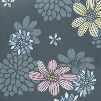 Three Colorful Flowers Midweight Cotton Poplin