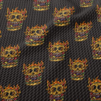 Flaming Skull Burger Birdseye Piqué