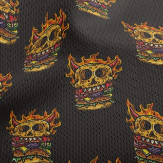 Flaming Skull Burger Athletic Mesh Flat Back