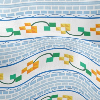 Geometric Decorative Tiles Lightweight Performance Linen