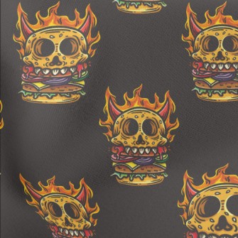 Flaming Skull Burger Lightweight Cotton Poplin