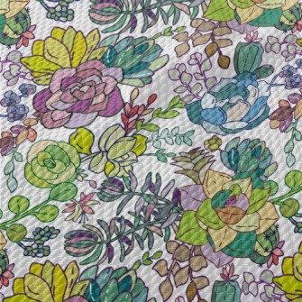 Bright Flowers And Plants Birdseye Piqué