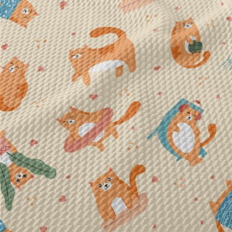 Daily Life Color Cat Birdseye Piqué